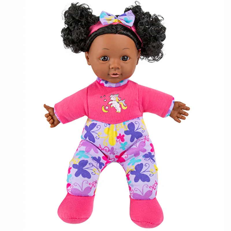 Muñeca Reborn bebé bjd bebek de 12 pulgadas, tacto suave, piel oscura, vestido de Navidad para niña, muñeca con ropa, juguetes de compañía para bebé, regalos