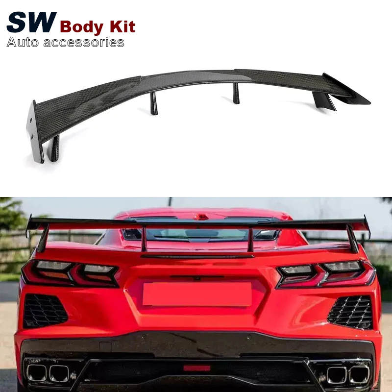 

SW Carbon Fiber Corvette C8 Rear Spoiler For Chevrolet Corvette C8 Upgrade Rear Trunk Spoiler Lip Guide Wing Lip Wing 2020 2021