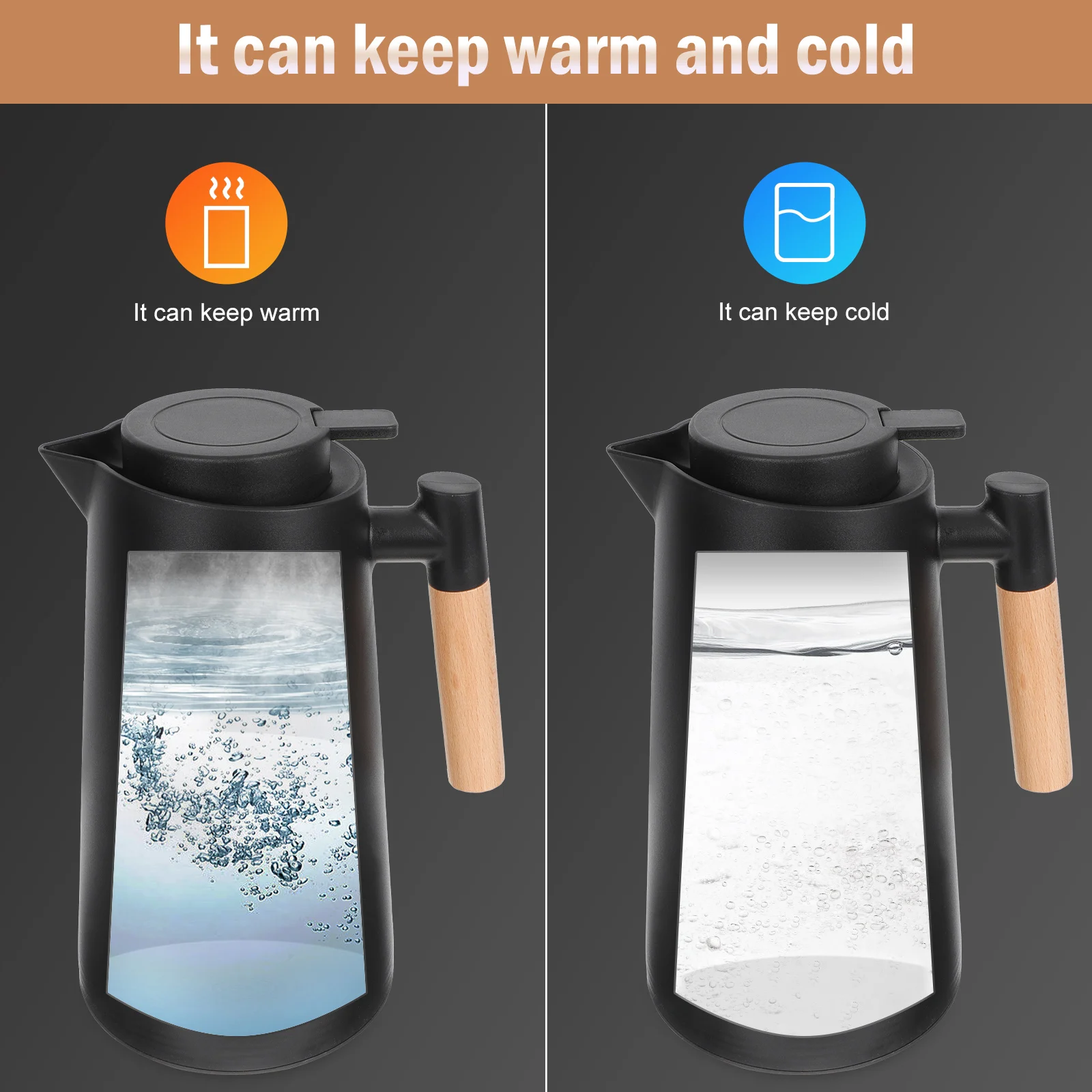 

Household Thermal Carafe Insulated Kettle Portable Hot Water Bottle Glass Liner Coffee Carafe Travel Office School