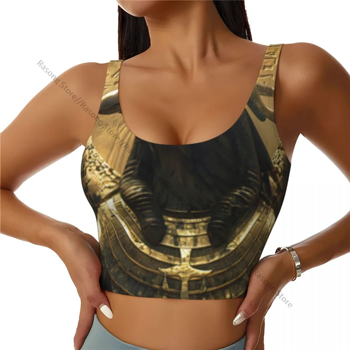 Sutiã esportivo feminino correndo roupas de yoga colete águia em fundo hieróglifico antigo reunião colete de fitness