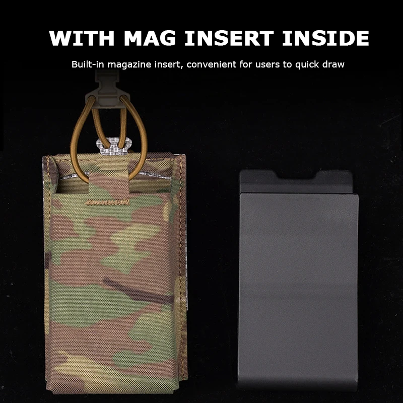 Open-top Rifle Mag Pouch, Single AR MOLLE Magazine Pouch con inserto Mag a sgancio rapido e compatibile MOLLE, accessorio da caccia