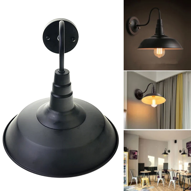 Black Wall Light Vintage Style Retro Lampshade Industrial Lamp Cover Indoor Outdoor Lighting Aluminum+Iron 10.2*14.6 inch