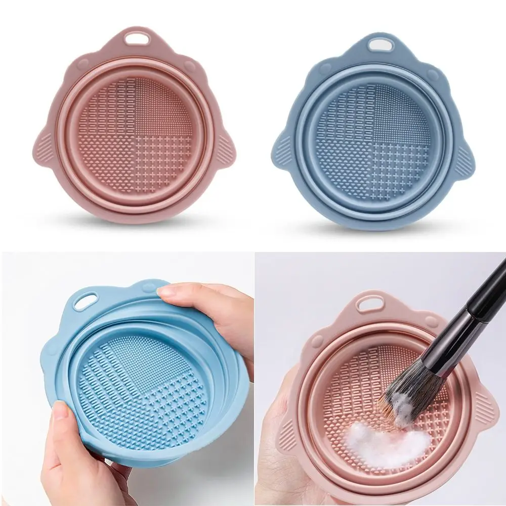 Foldable Silicone Makeup Brush Cleaner Scrubbing Pad Scrubbing Board Bowl Portable Washing Tools For Makeup Brush Powder Sponge