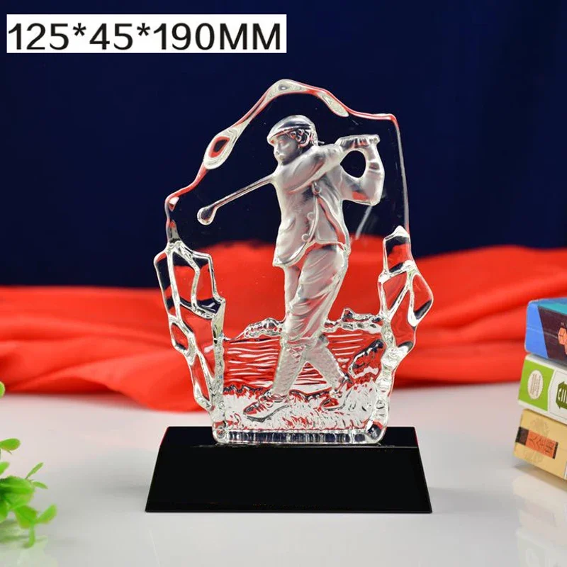 Customized Metal Sports Golf Trophy, Celebration Gift Lettering Crystal Trophy, Competition, Souvenir Decor, Creative Medal, 1Pc