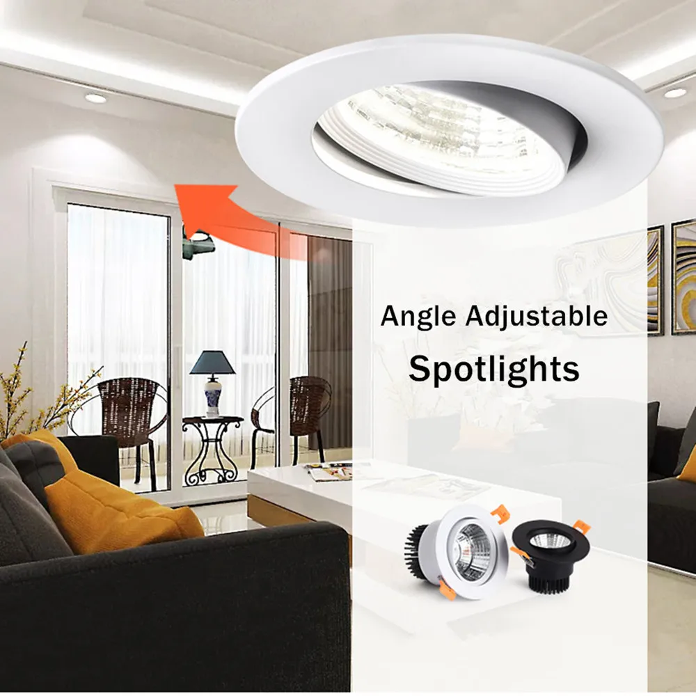 Recessed Round LED teto Downlight, Kitchen Spot Light, lâmpada interior, decoração do banheiro, 85-265V, 5W, 9W, 12W