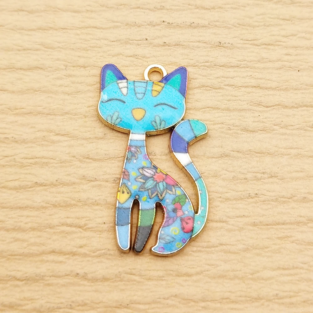 10pcs Cat Charm for DIY Jewellery Making Accessories