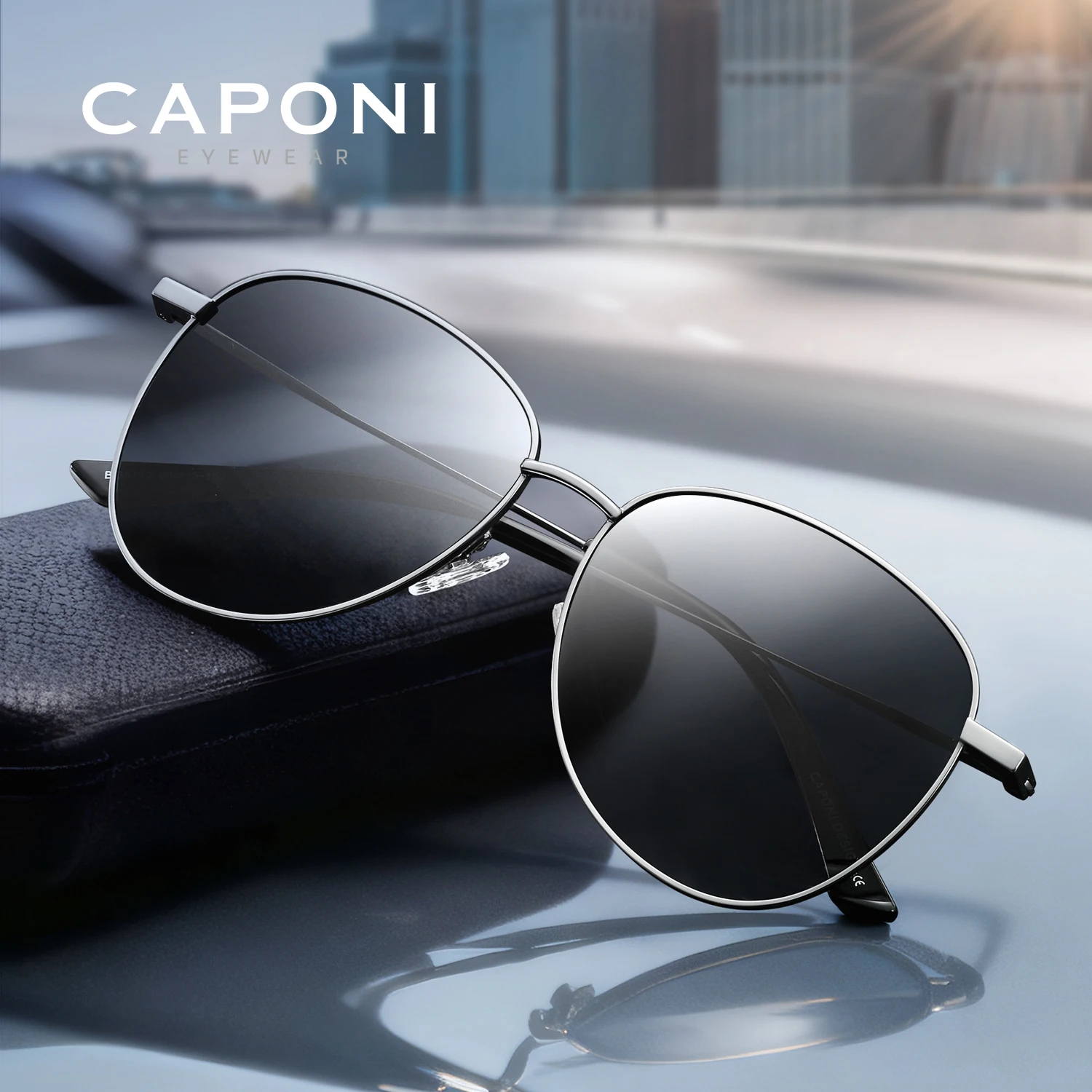 caponi-偏光メンズサングラス-オリジナルデザイン-高品質フォトクロミックサングラス-アウトドアドライバー-uv400-ブラックシェード-bs35712