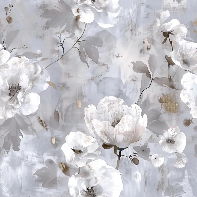 Papel de parede floral com casca e bastão, contato vintage, 16,9 polegadas x 118,1 polegadas, flor branca cinza