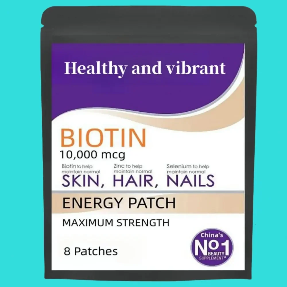 Parches Biotina 10000mcg Suministro de 8 Semanas - Fuerza Máxima | | |   Suplemento para cabello, piel y uñas. | | |   No gmo