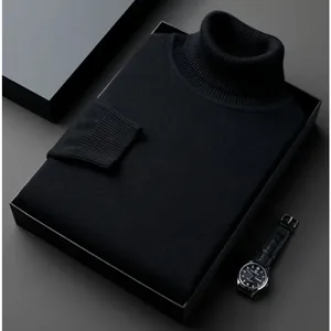 Erkek için eşofman, boncuklanma önleyici ve yüksek kaliteli örgü yüksek boyunlu kazak slim fit uzun kollu kazak, düz renk, erkek giyiminde trend 6 Büyük satış-örgü uzun kollu-no. 1