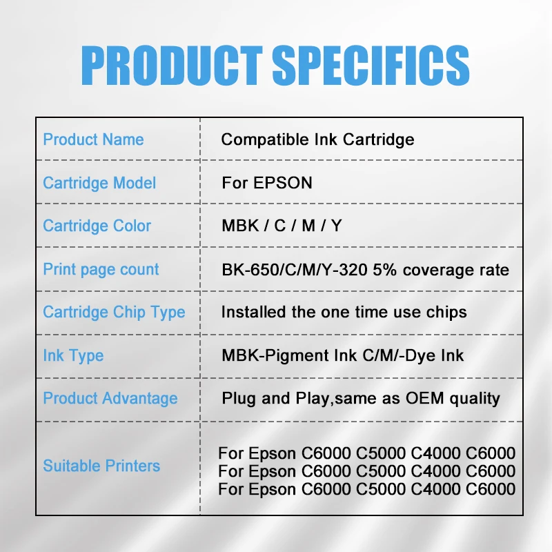 T08C1 T08C2 T08D1 T08D2 Compatible Ink Cartridge For Epson WorkForce Enterprise AM-C6000a C5000a C4000a C4000 C5000 Printer Ink