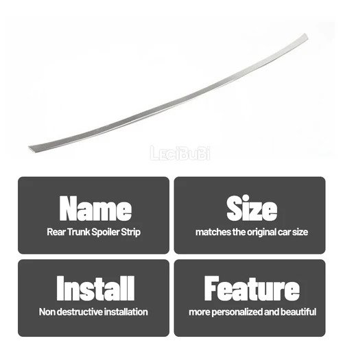 Imagen 2 del producto Para Peugeot 3008 2017-2022 1 Uds alerón trasero para maletero tira moldura de acero cromado alerones embellecedores accesorios de estilo Exterior para coche