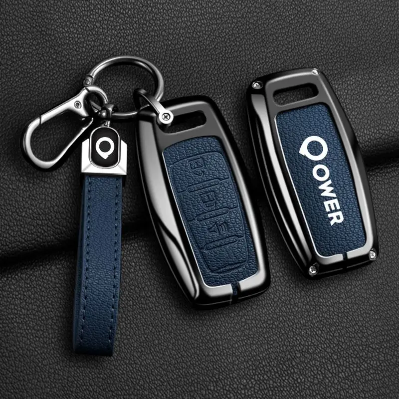 For Great Wall Pao Cannon Poer·KingKong Wingle 6 Zinc Alloy Car Key Shell Off-Road Vehicle Leather Key Case Cover with Keychain