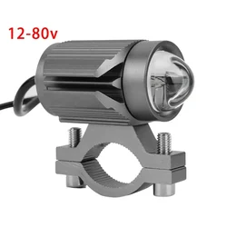 Electric Bike LED Headlight 12-80V Waterproof Front Lamp Yellow/White Light Aluminum Alloy Ebike Head Light Cycling Accessories