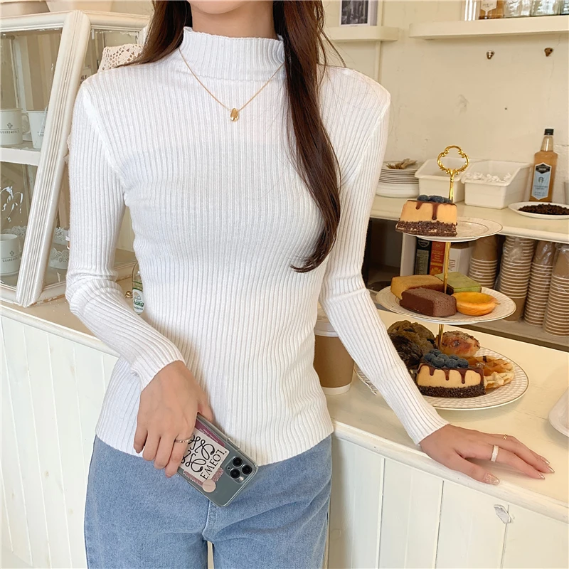 chic Autumn winter Sweater Pullovers Women Long Sleeve casual turtleneck warm basic Sweater knit Jumpers top 2024