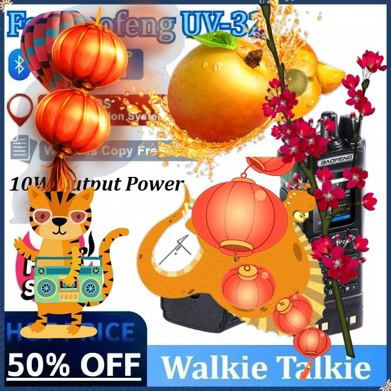 New Walkie Talkie for Baofeng UV-32 GPS 10W Bluetooth Programming MultiBand Wlss Copy Freq Type-C Ham Radio Updated UV-25M 152