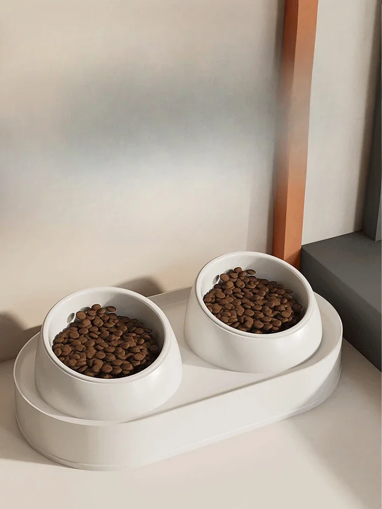 Pet cat bowl ceramic feeding dog bowl with raised double slanted mouth neck protection and high aesthetic value