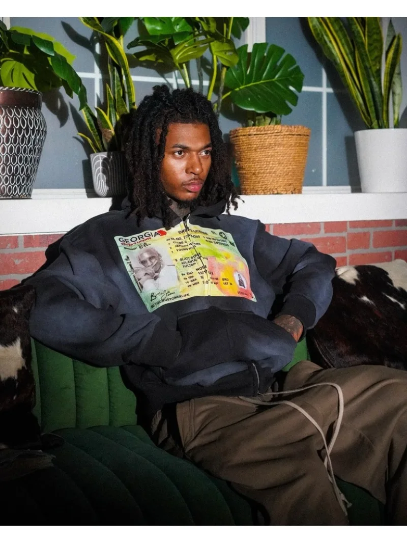 เสื้อฮู้ดดี้ลายกราฟิกสไตล์อเมริกันย้อนยุค ยูนิเซ็กซ์ ปี 2026 ทรงโอเวอร์ไซส์ ซิปยาว แขนยาว สตรีทแวร์ สำหรับผู้ชายและผู้หญิง