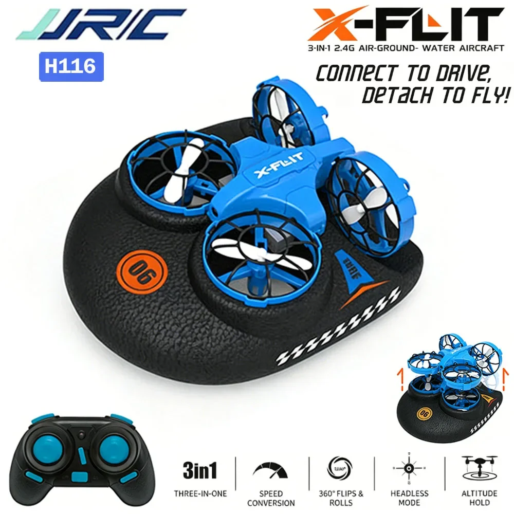 

3in1 Mini Drone H101 H116 Sea Land & Air All Terrain Model RC Aircraft Waterproof Fixed Height Quadcopter Toy For Children Gift