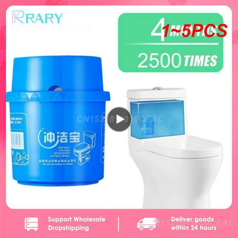 1~5PCS Automatic Toilet Bowl Cleaner Stain Remover Flush Bottled Helper Blue Bubble 2500 Times Fiushes Bathroom Cistern Amazing