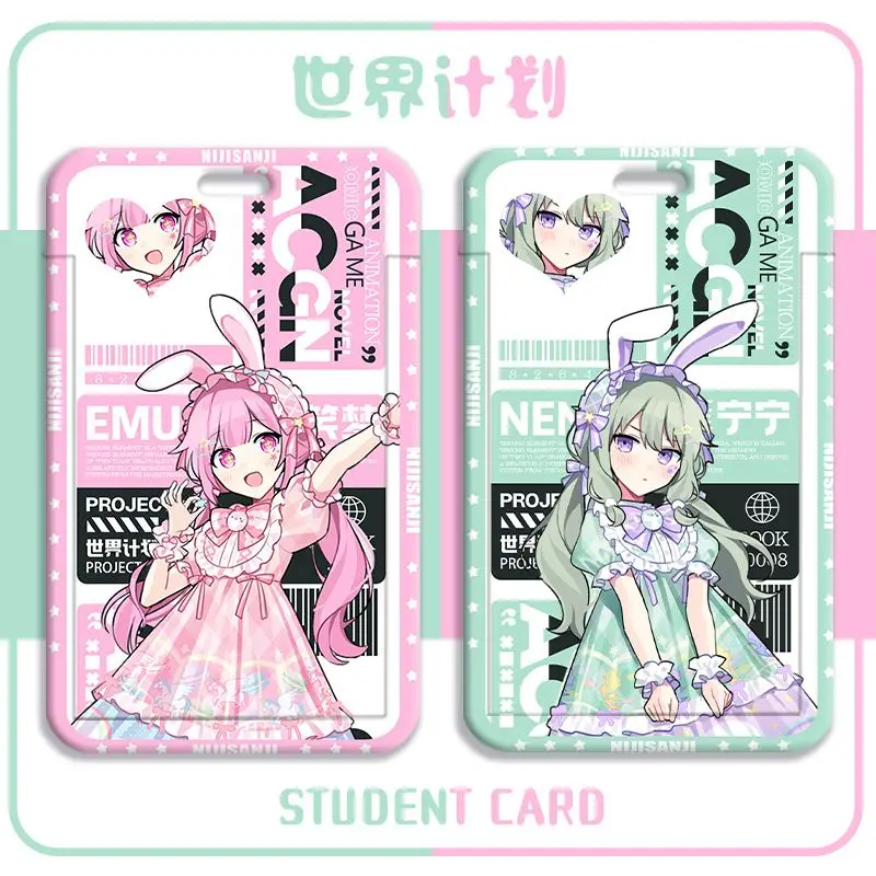 Project Sekai Аниме Kagamine Rin Студенческий набор карточек для еды Набор удостоверений личности Автобус Метро Наборы карточек Защитный чехол Обложка для карт Брелок Подвеска