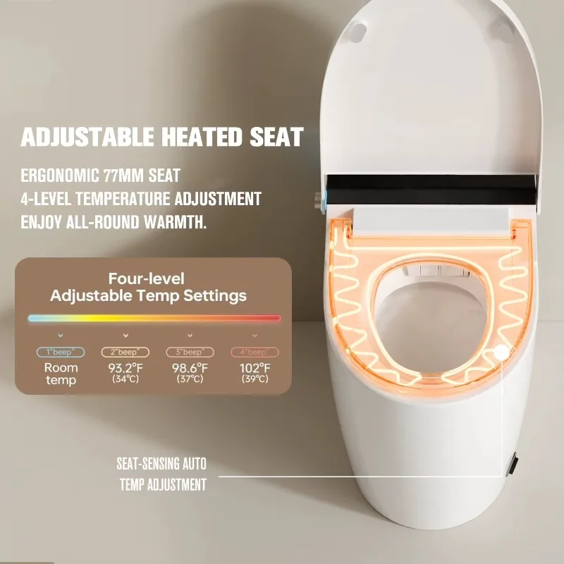 Simple floor-to-ceiling smart toilet with sit bath function, S-shaped drainage and seat heating