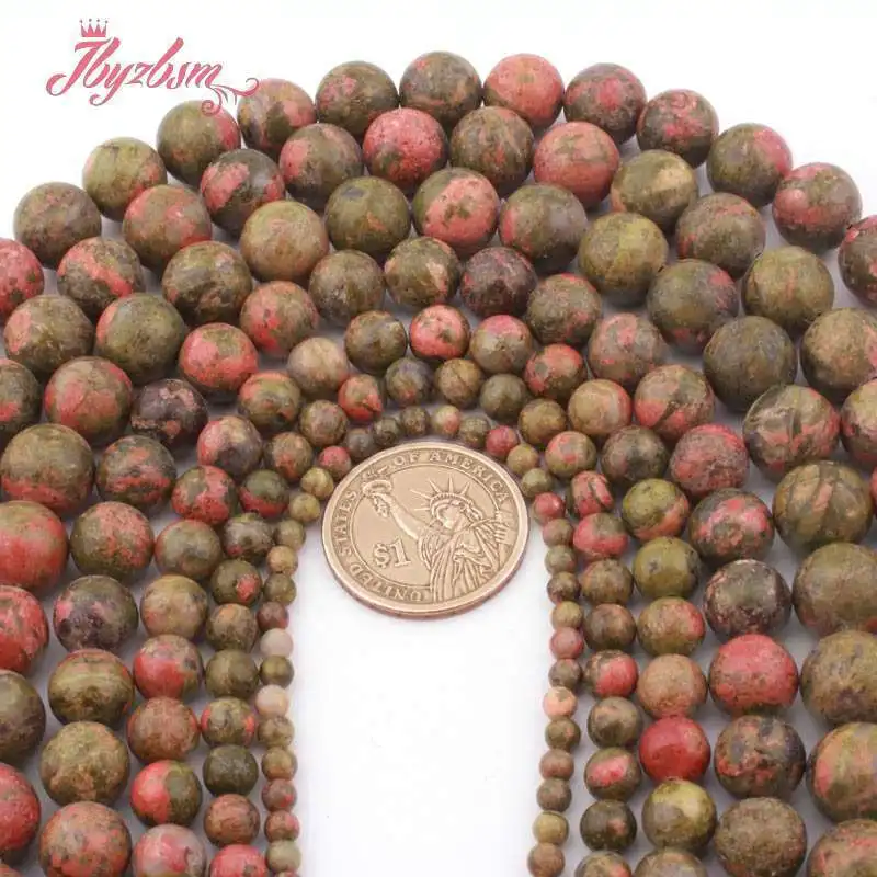 4/6/8/10 مللي متر الجولة السلس الطبيعي Unakite حجر الخرز ستراند 15 بوصة ل قلادة أساور صنع المجوهرات DIY بها بنفسك فضفاض الخرز #5