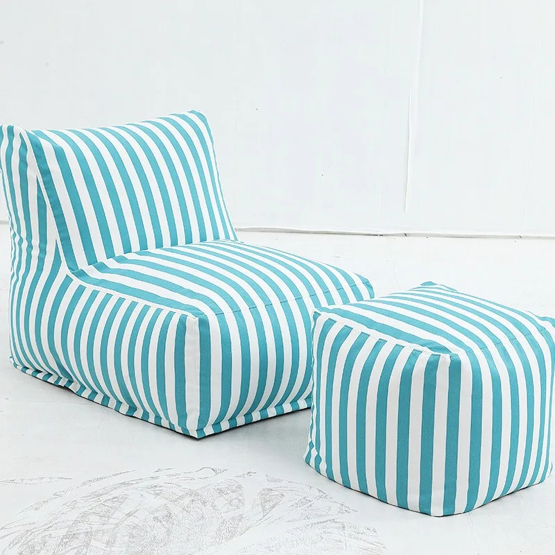 Living room bedroom sleepable reclining Japanese-style single leisure sofa blue and white bean bag sofa