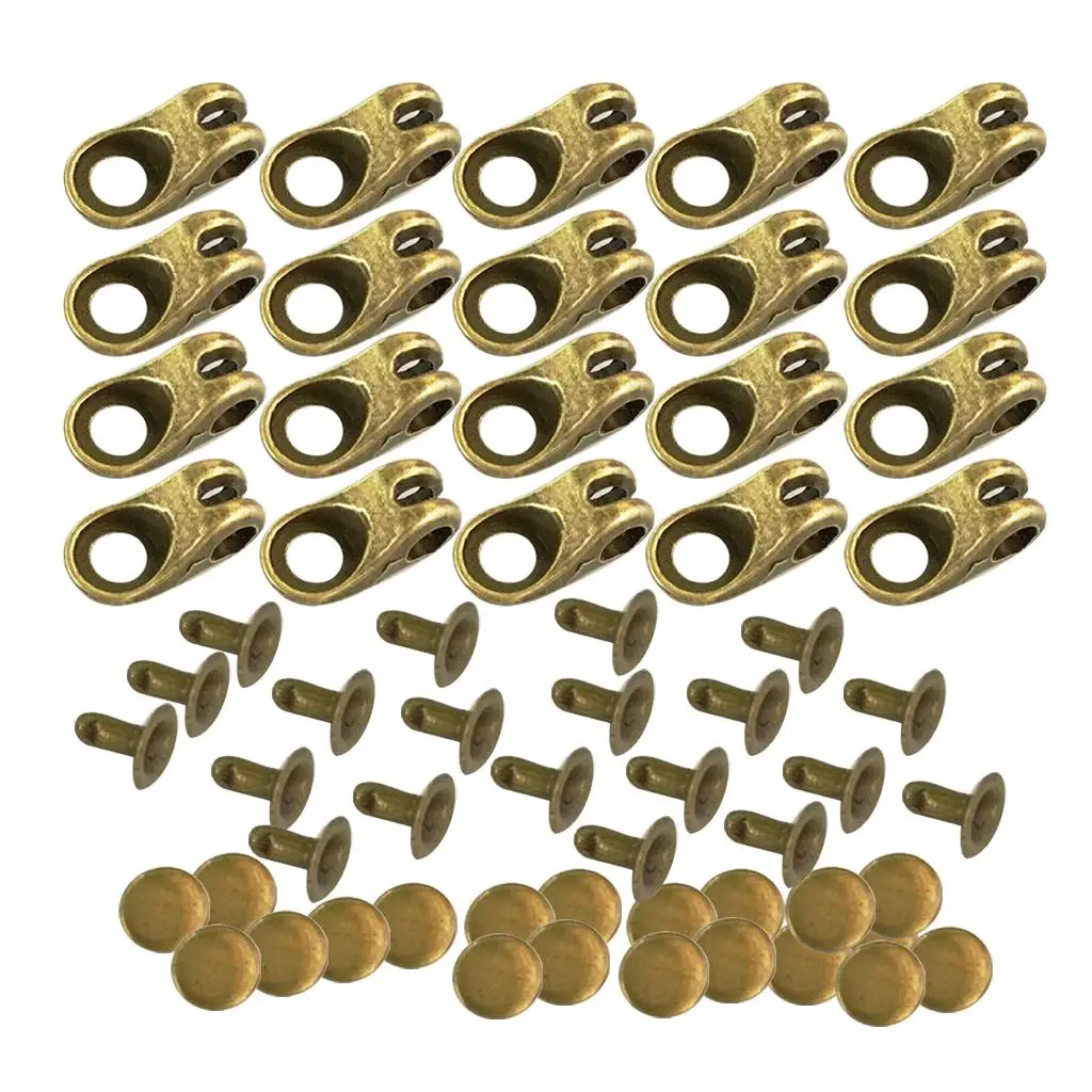 20 Sets Bronze Boot Lace Hooks Lace Fittings with Rivets for Climb Hiking Shoes Work Outdoor Mountaineering Boots