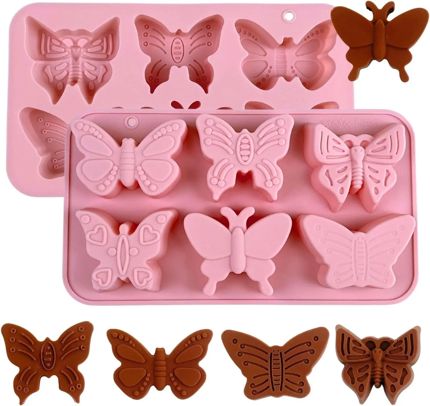 

6 Cavity Butterfly Silicone Chocolate Molds Different Shape Butterfly 3D Chocolate Candy Moulds Cake Decor Baking Accessories