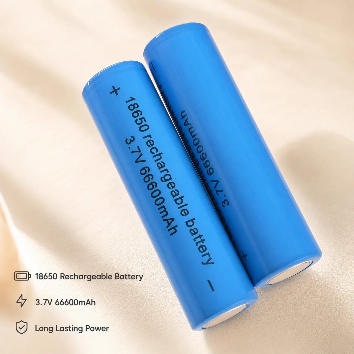 High Drain 18650 Rechargeable Li-ion Battery 3.7V 66600mAh High Rate Discharge for High-Intensity Lighting Equipment Use