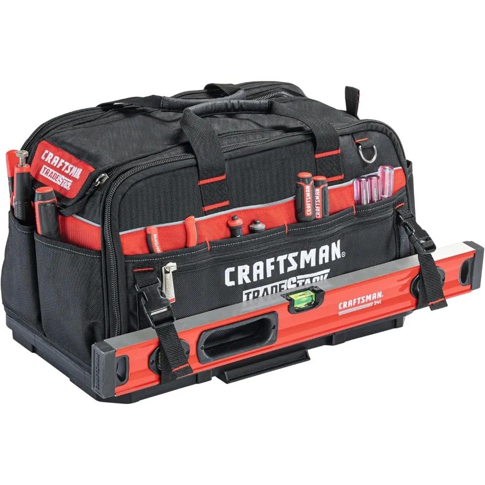 CRAFTSMAN 22,5 Tradestack Werkzeugtasche, strapazierfähiges Polyester mit schwarzem und rotem Design