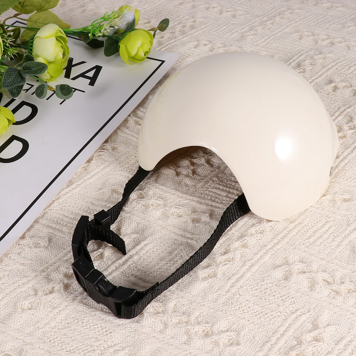 

1Pc Fashionable Pet Helmet Safety Hat Durable Dog Head Accessory Sun Rain Protection Soft Padded Pet Articles White 6 Inches M