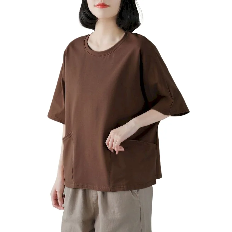 Cotton T Shirts for Women Summer Trendy Thin Tshirt Simple Casual Korean Tees Fashion Design Half Sleeve Tops Aesthetic Clothes