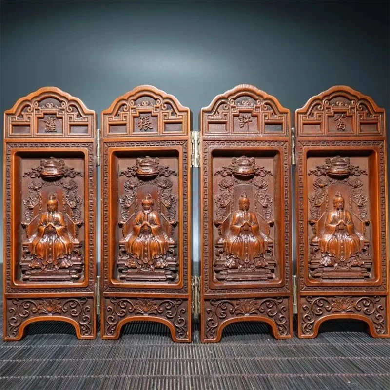 Four Heavenly Masters, Four Open Box, Buddha Niche Small Screen, Home Decoration, Auspicious, 4*4.5*13cm