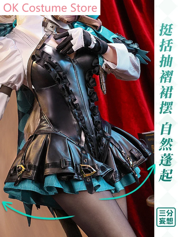 Three Point Delusion Genshin Impact Magician Women Lynette Cosplay Costume Cos Game Anime Party Uniform Hallowen Play Role