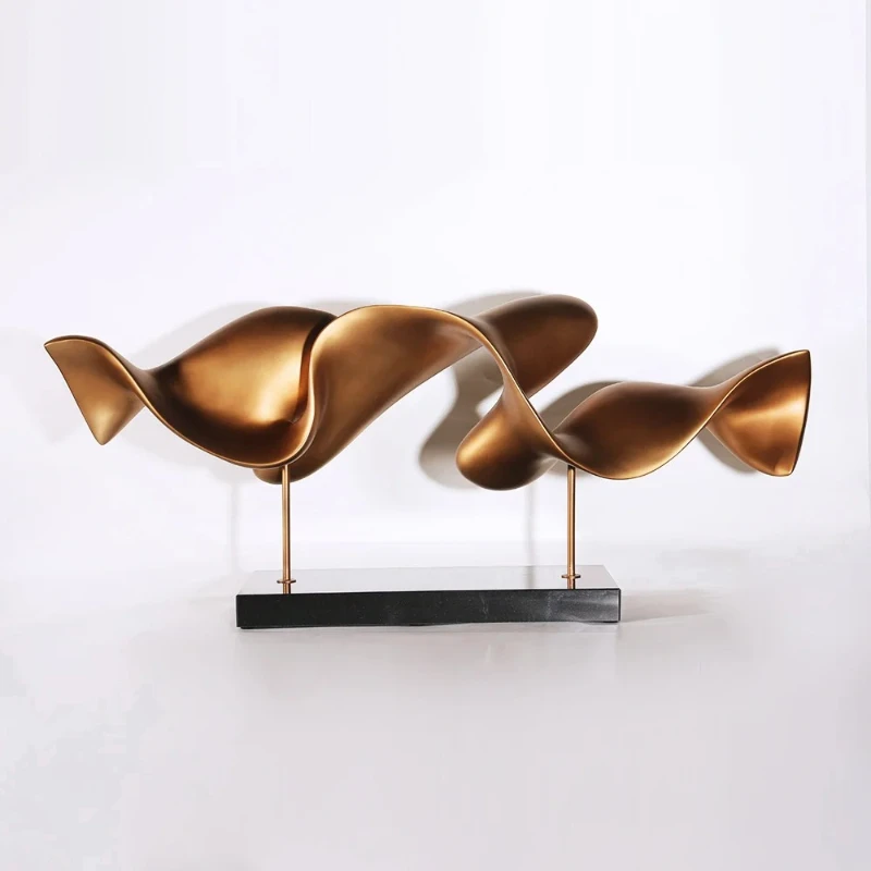 

New Design Hotel Office Decoration Accessories Project Resin Antique Brass Waveform Desktop