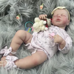 20 inch Adorable Reborn Dolls LouLou Sleeping Lifelike 3D Painted Skin Silicone Vinyl Cute Newborn Christmas Toy Gift For Girls