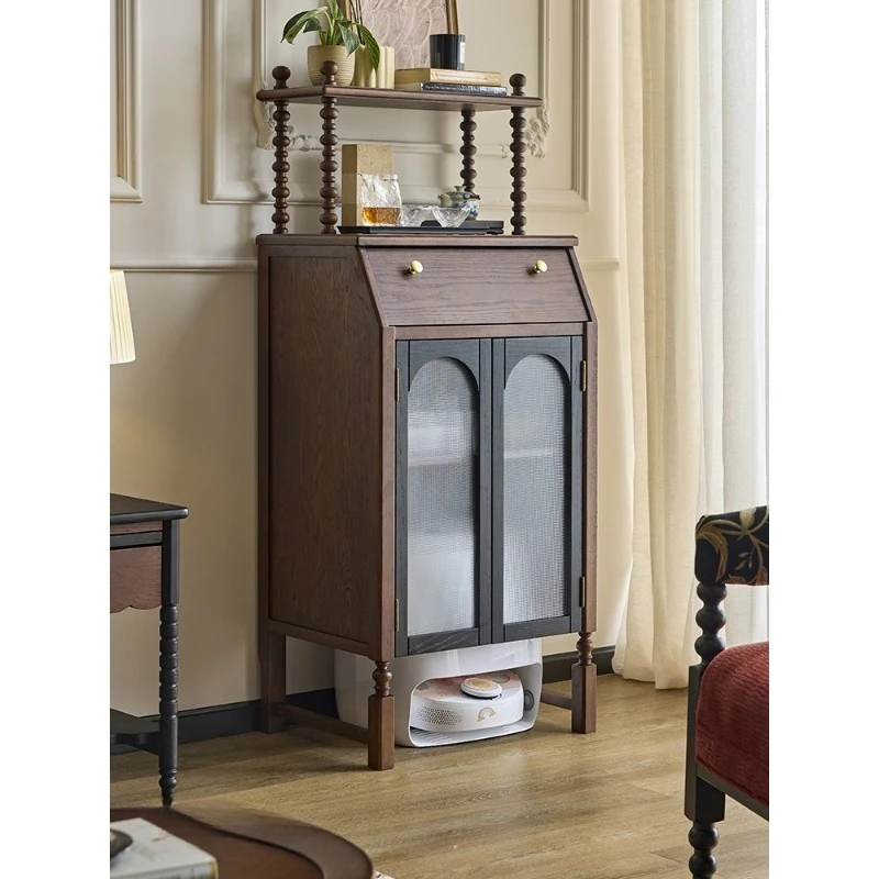 

French vintage solid wood robot vacuum cleaner storage cabinet living room display cabinet storage