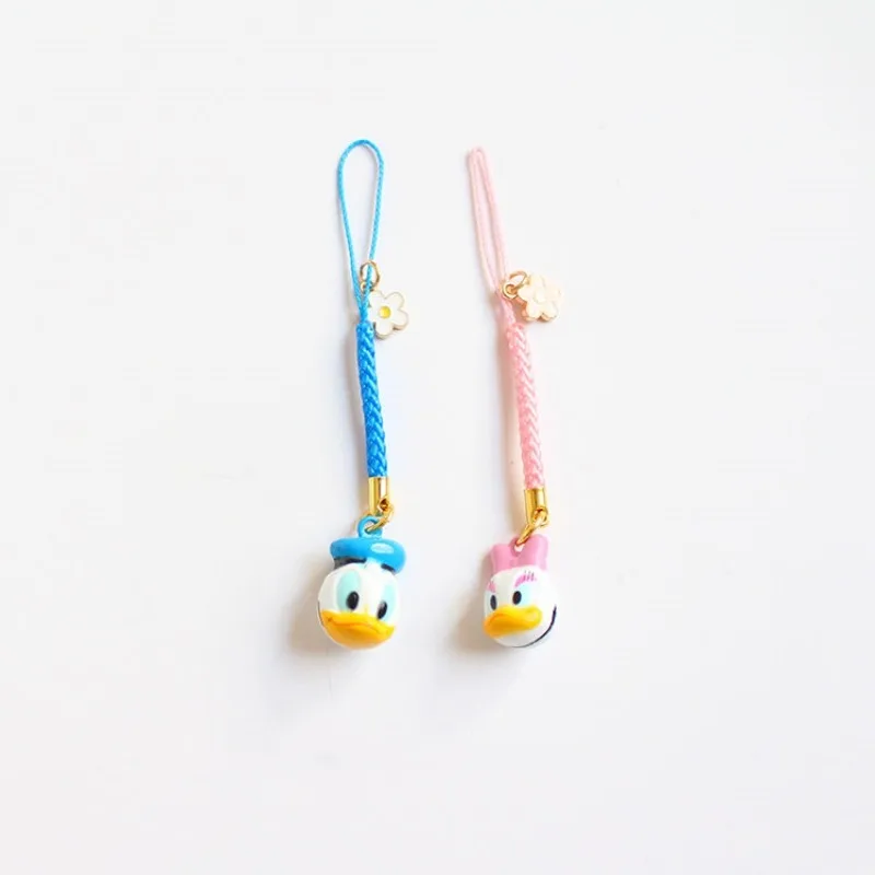 Disney Donald Duck Daisy Duck animation peripheral cartoon cute bell three-dimensional doll shape pendant key anti-lost lanyard