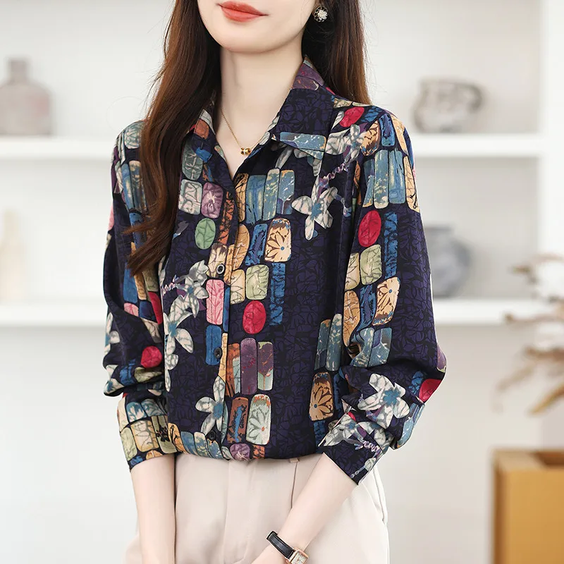 한국 스타일 패션 여성 캐주얼 셔츠 탑 루즈핏 긴팔 블라우스