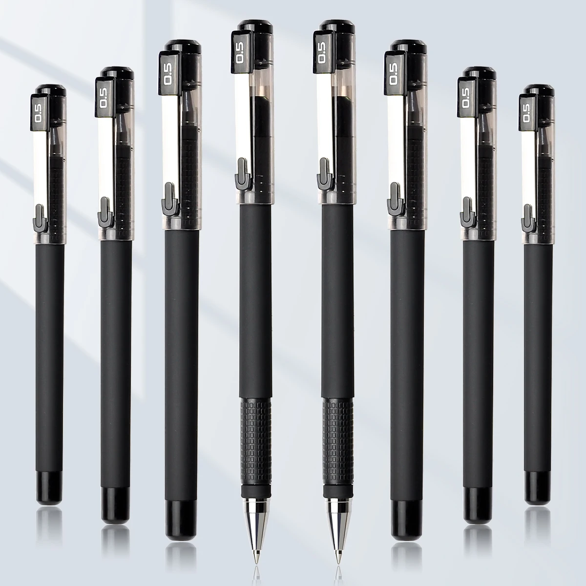 3/6pcs black neutral pens with a 0.5mm nib and a large amount of ink for conference/writing purposes, with a matte texture