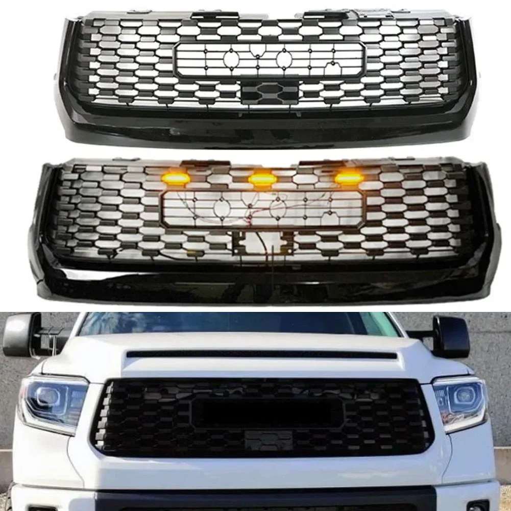 Car Grill For Toyota TUNDRA  2014-2019  modified with light Grille Grill Mask Front bumper net Car Accessories