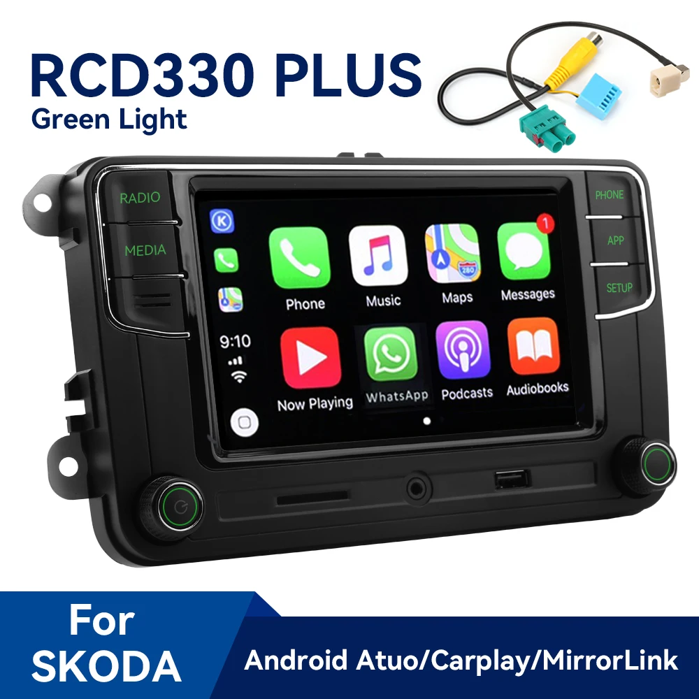 Green Light RCD330 Plus Carplay Car Radio 6RD035187B for Skoda Octavia SuperB Yeti Android Auto Player Bluetooth AUX Navigation