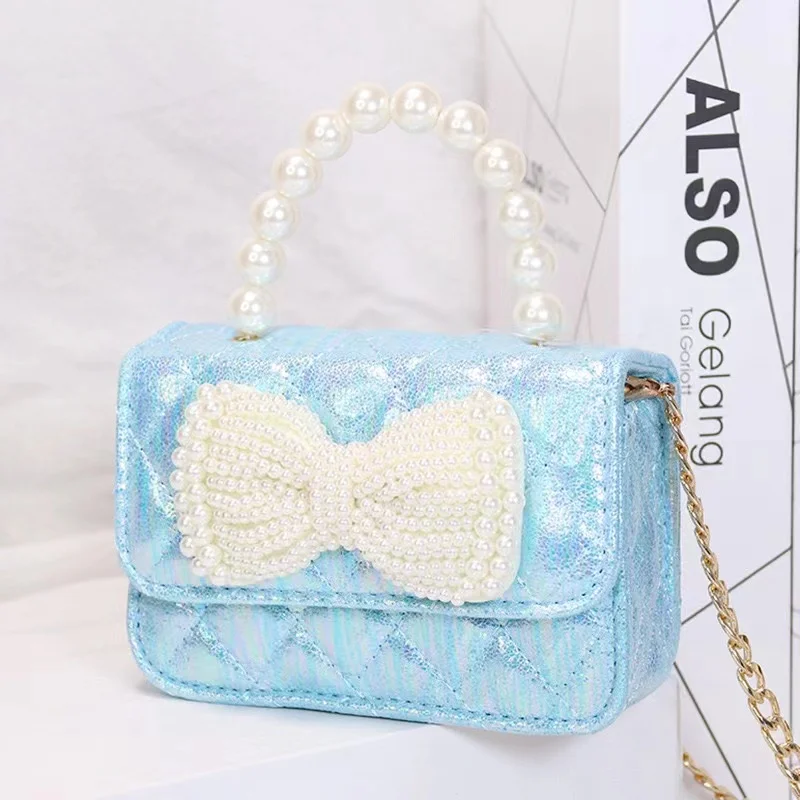 Children's Bag 2024 Fashion Pearl Bow crossbody bags Girls cute fashion handbags shoulder bag Toddlers Mini totes NAB289