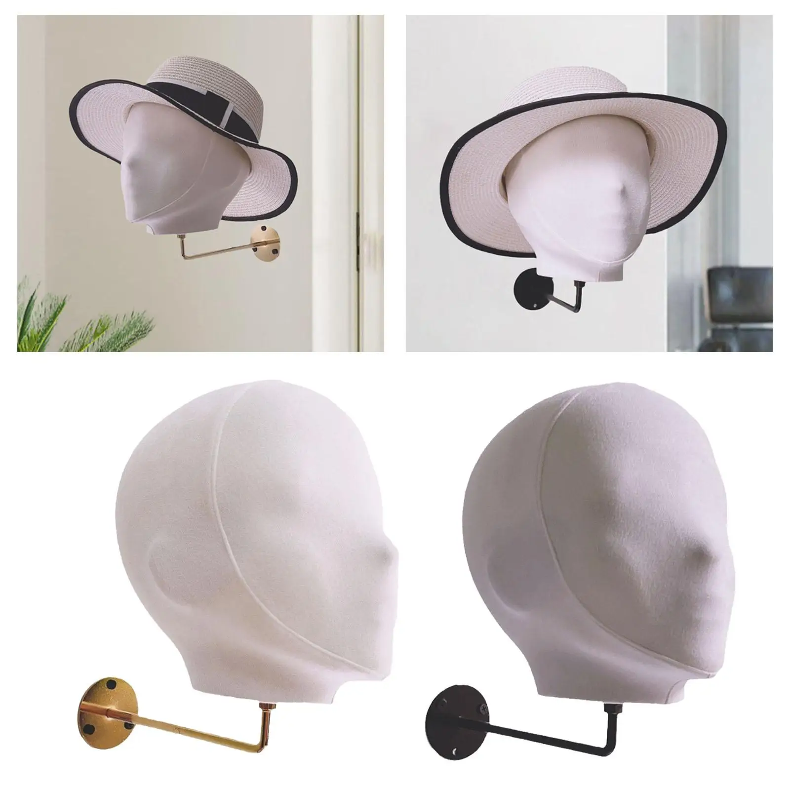 

Голова манекена, настенное крепление, вешалка для хранения париков, гладкая многофункциональная прочная модель для парика, вешалка для шляп для украшения домашнего салона