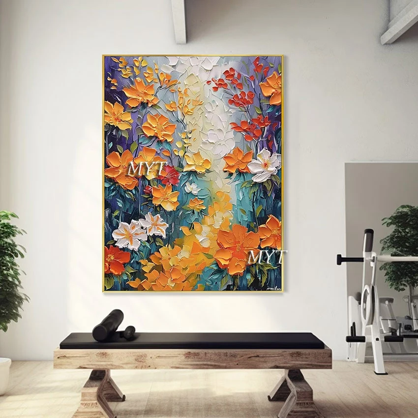 

Pallet Knife Art Acrylic Textured Abstract Modern Flower Oil Paintings Wallpaper Home Decoration Canvas Wall Pictures Unframed