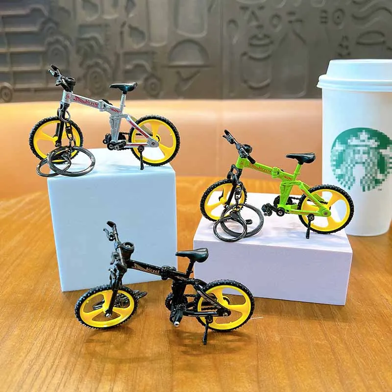 Creative Folding Simulation Alloy Bicycle Toy Model Desktop Decoration Ornaments Keychain Pendant Children Best Birthday Gifts