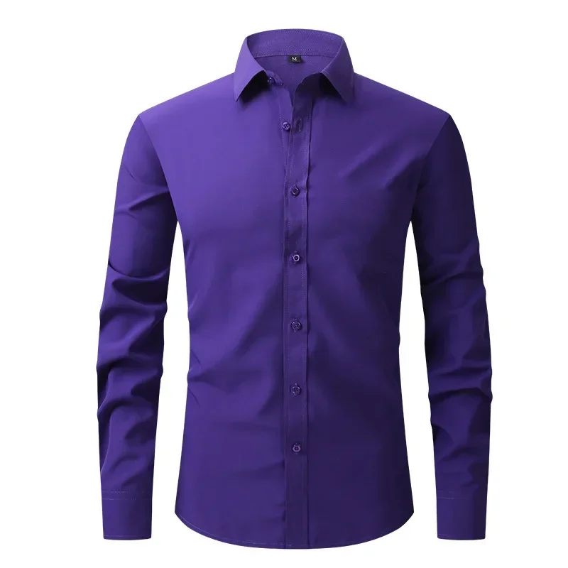 Best-selling explosions four-sided elastic non-ironing wrinkle-resistant business solid color shirt men\'s clothing wholesale