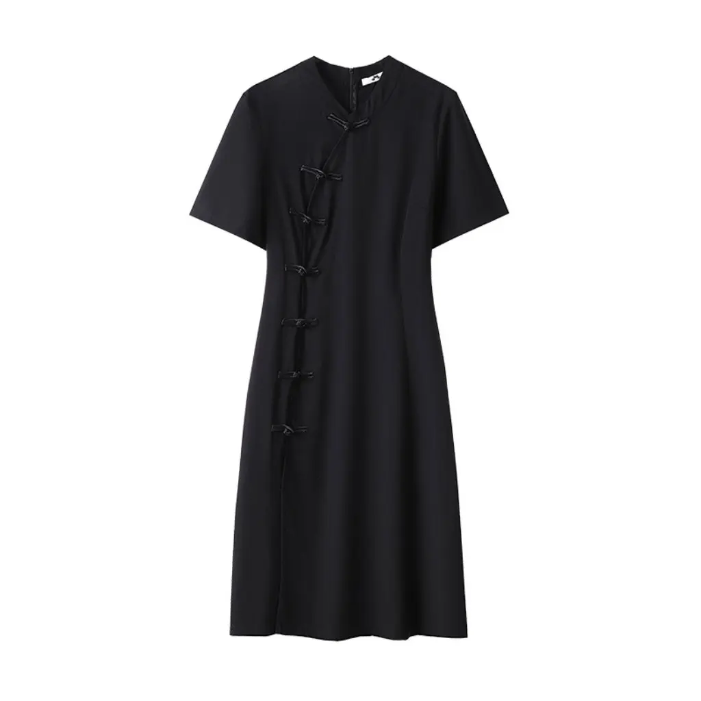 

plus Size Deformable Chubby Girl Dress Chinese Style Modified Coat Button Cheongsam Loose Slimming Summer Women's Dress